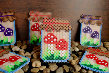 Mushroom Jar Perler Bead Coaster