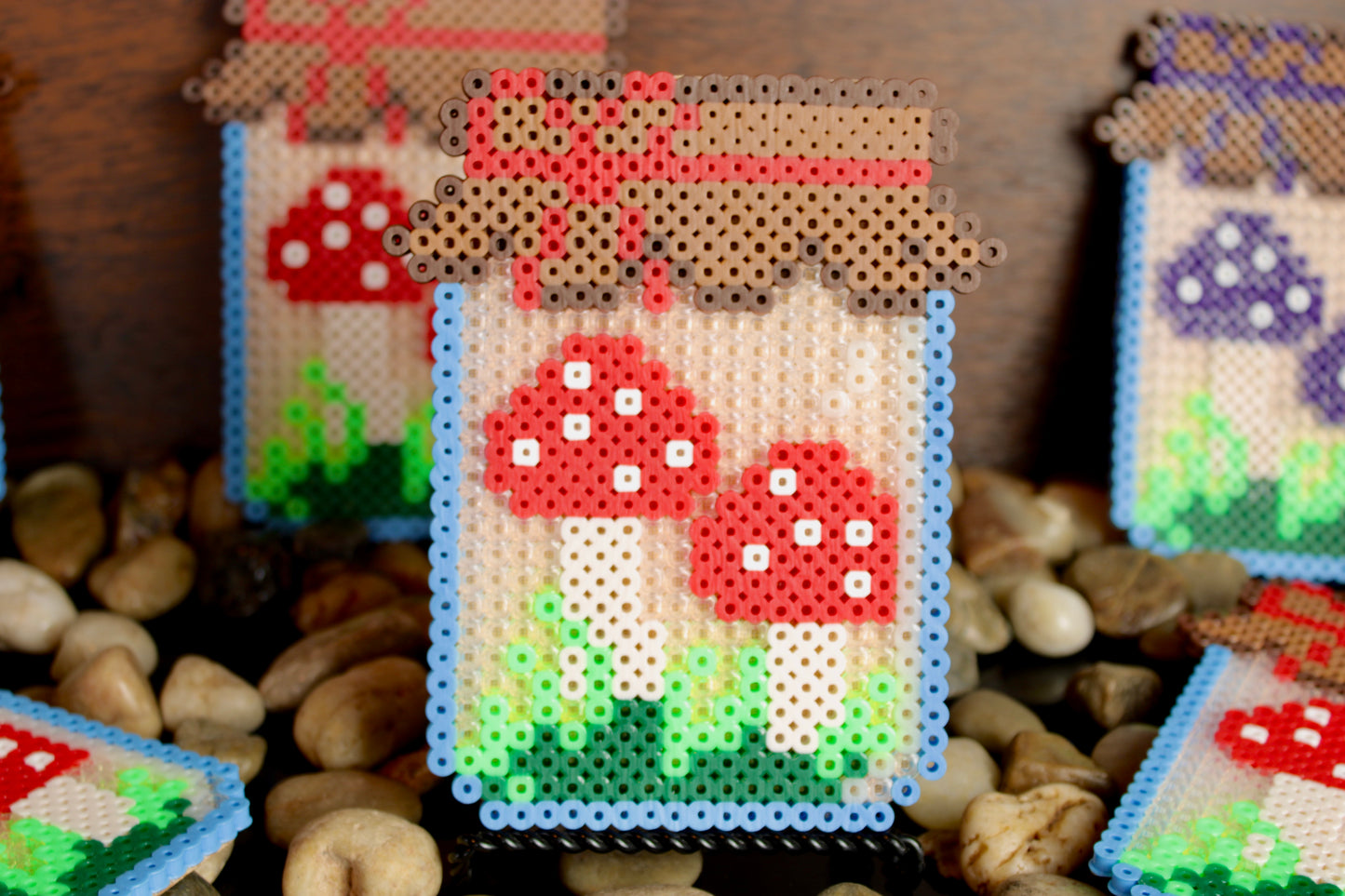 Mushroom Jar Perler Bead Coaster