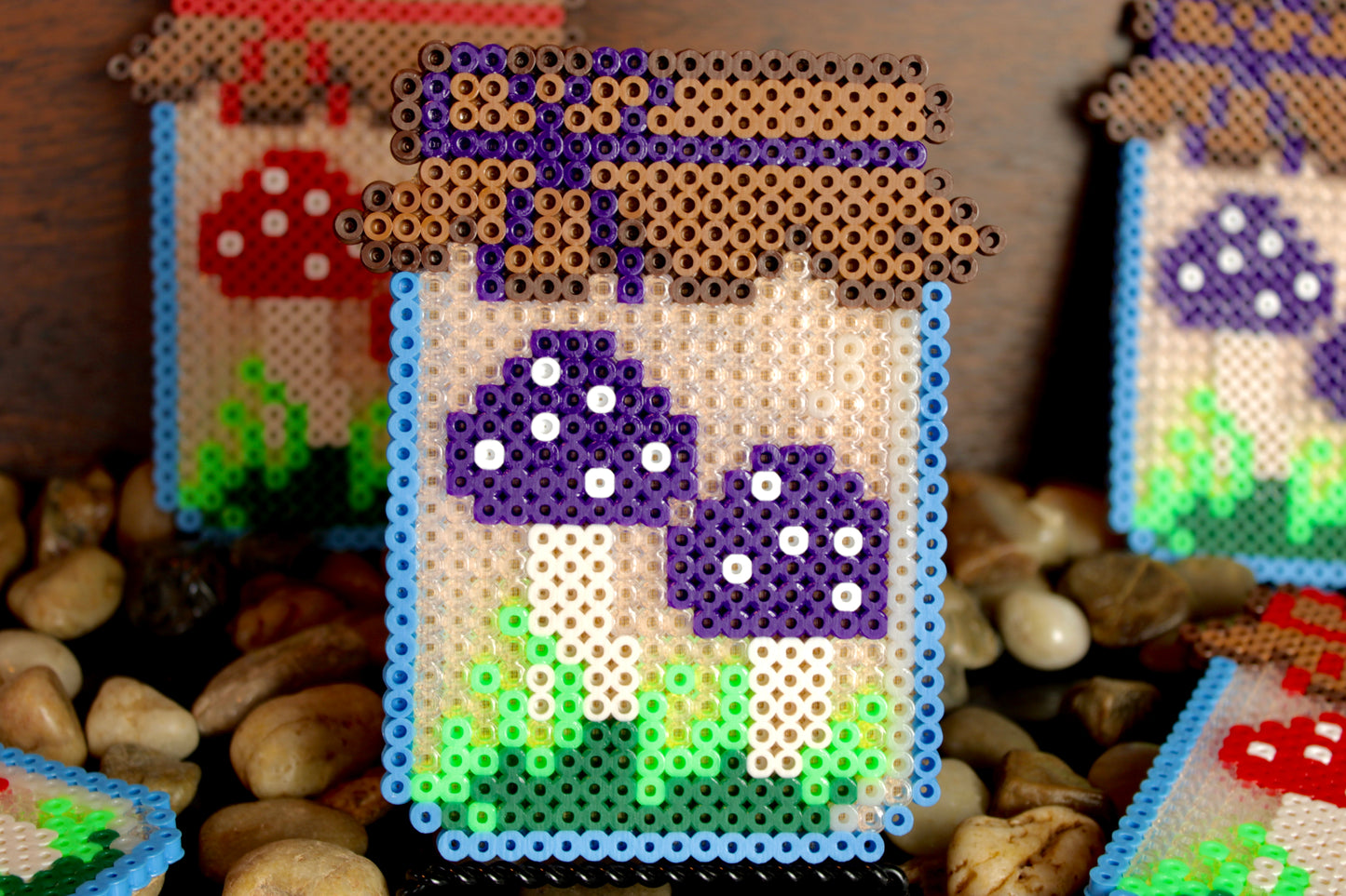 Mushroom Jar Perler Bead Coaster