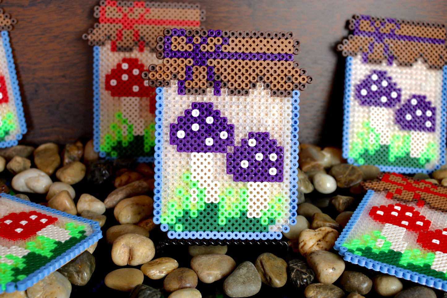 Mushroom Jar Perler Bead Coaster