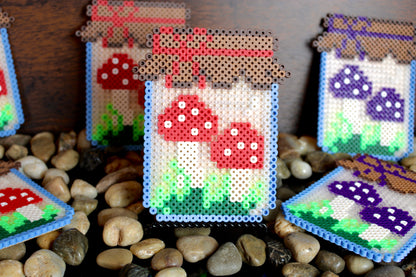 Mushroom Jar Perler Bead Coaster