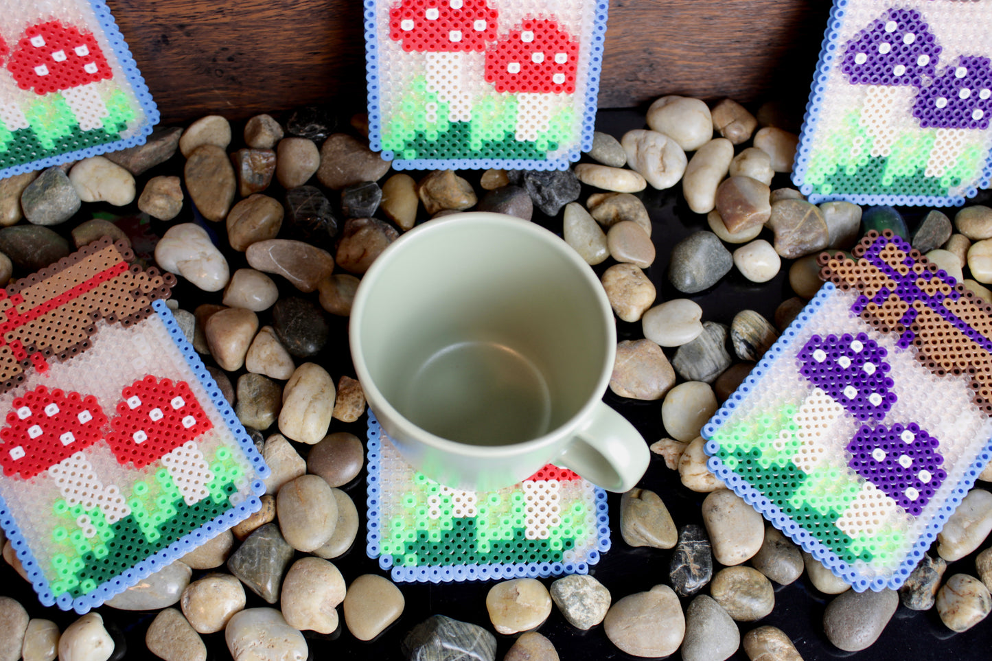 Mushroom Jar Perler Bead Coaster