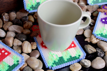 Mushroom Jar Perler Bead Coaster