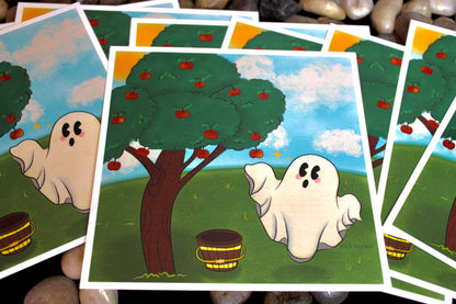 Apple Picking Ghost Art Print