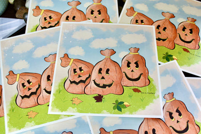 Jack-O-Lantern Leaf Bags Art Print