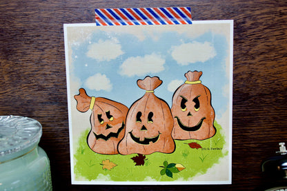 Jack-O-Lantern Leaf Bags Art Print